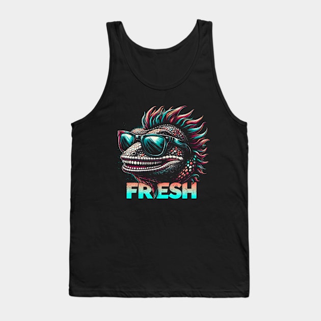 Fresh Gecko | Cool Gecko | Punk Gecko Tank Top by Ryo Li